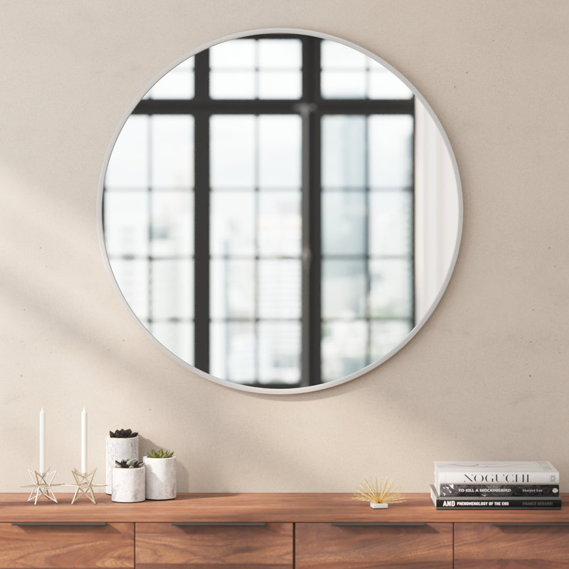 Round Mirror, 36" x 36", Silver
