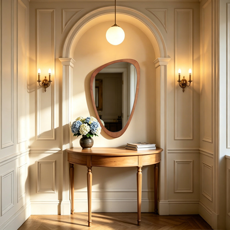 Cotesfield Solid Wood Asymmetrical Accent Mirror, 36" x 23", Walnut