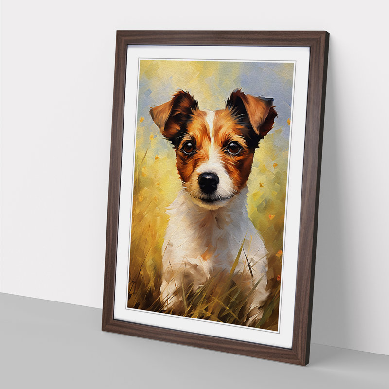 Jack Russell Impressionism - Framed Print, 34cm H x 25cm W x 2cm D, Walnut Framed