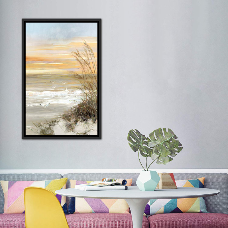 «Summer Solstice» par Sally Swatland - reproduction d'art, H 40 po x l 26 po x P 1,5 po, Toile avec cadre noir patiné