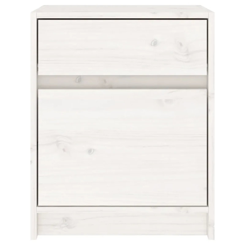 Godrich 40cm W Solid Wood Bedside Table, White, Individual