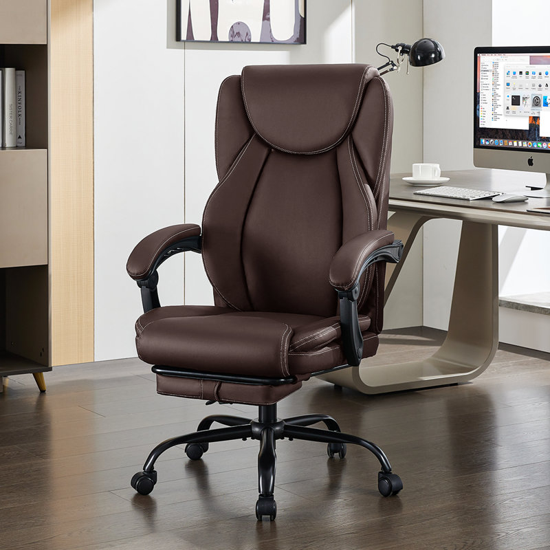Ergonomic Executive Chair with Footrest, Brown