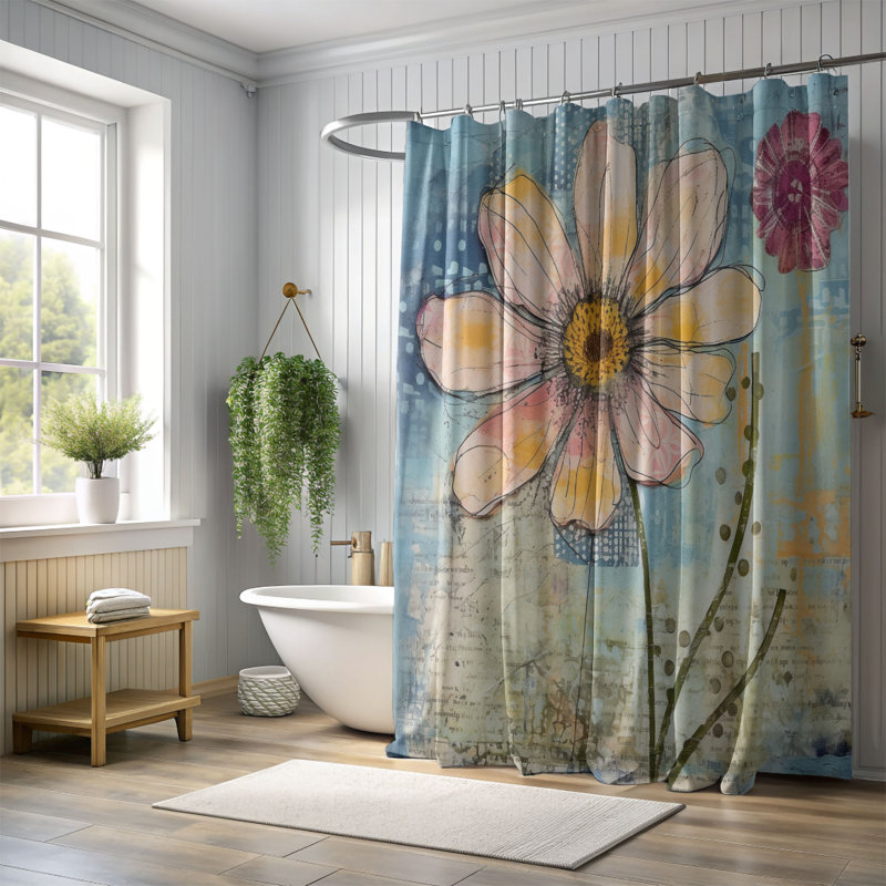 Rideau de douche standard 1 pièce, H 74 po x l 71 po