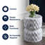 Chevron Drum 17.5" Traditional White Marble Finish Ceramic Drum Garden Stool, Pierced Indoor/Outdoor Patio Seat & Side Table