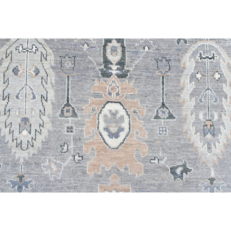 Tapis gris et argent noué à la main de haute qualité