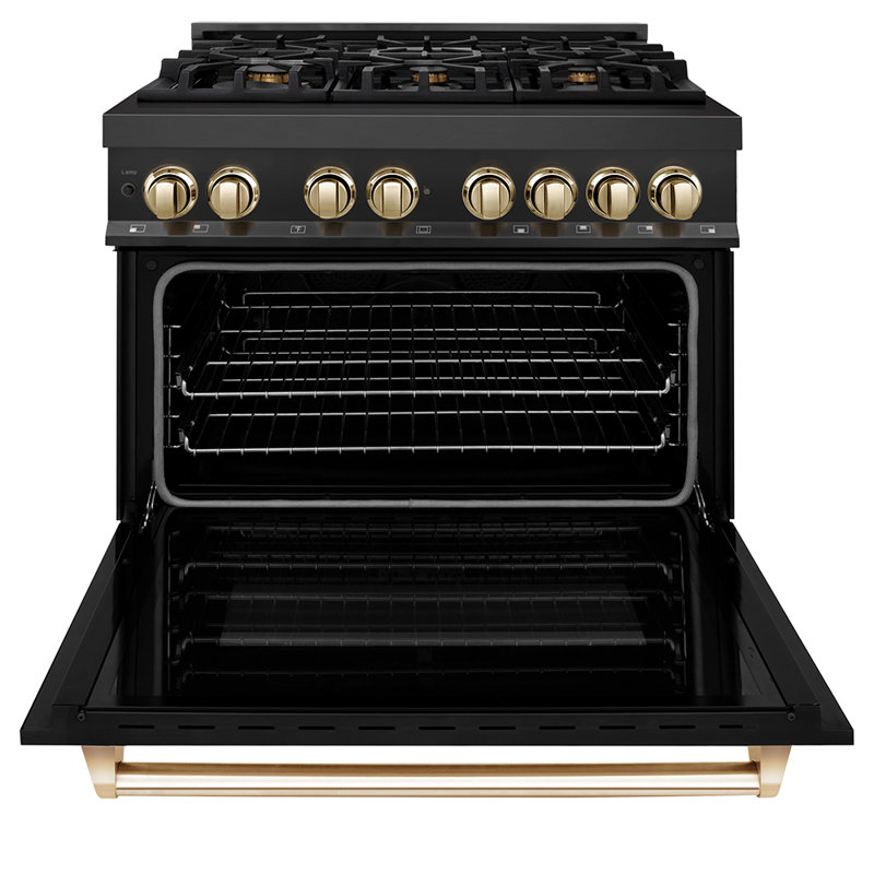 ZLINE Autograph 36" Legacy Dual Fuel Range, Gold Black Stainless Steel