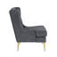 Fauteuil d'appoint à oreilles moderne en chenille gris foncé avec pieds en métal doré et dossier cousu à losanges-134541546