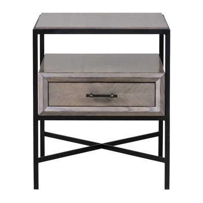 Table de bout en bois massif avec rangement Expedition