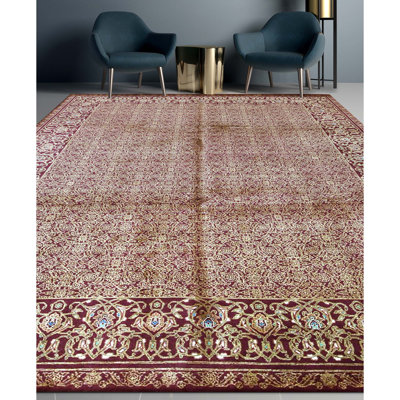 Tapis rectangulaire en laine noué à la main