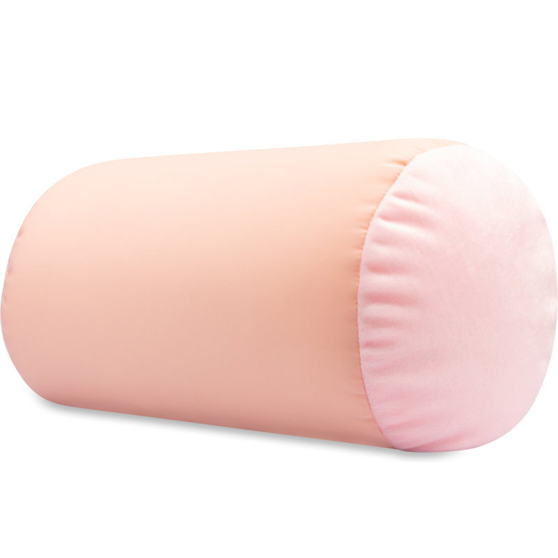 Microbead Bolster Neck Roll Pillow, Cream Peach