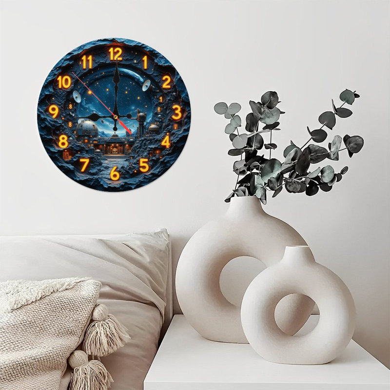 Art mural horloge Space Colony