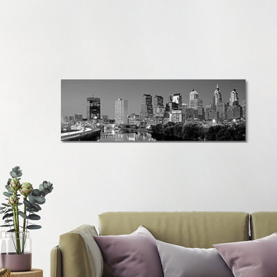US, Pennsylvania, Philadelphia Skyline, Night by Panoramic Images - Wrapped Canvas Panoramic Print