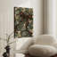 Illustration botanique antique sur toile, représentant des branches d'eucalyptus et un nœud en satin brun ; décor mural rustique d'hiver.-959487589