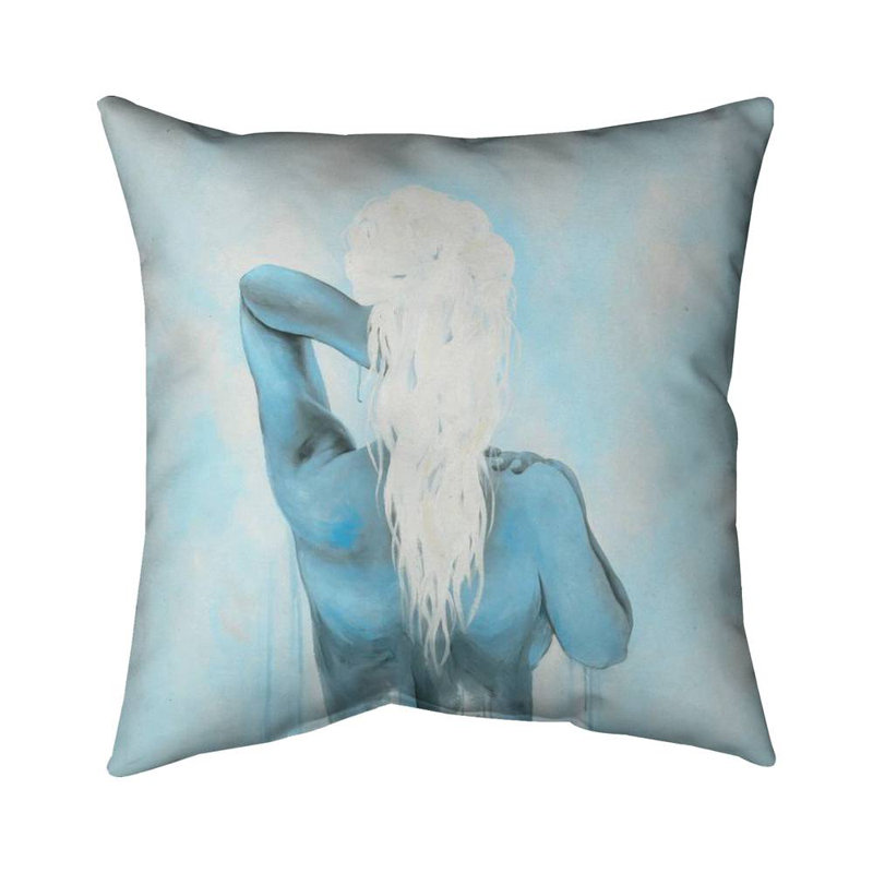 Dreamy woman - 26"x26" Throw pillow cover - Poly twill - Print on demand, Blue