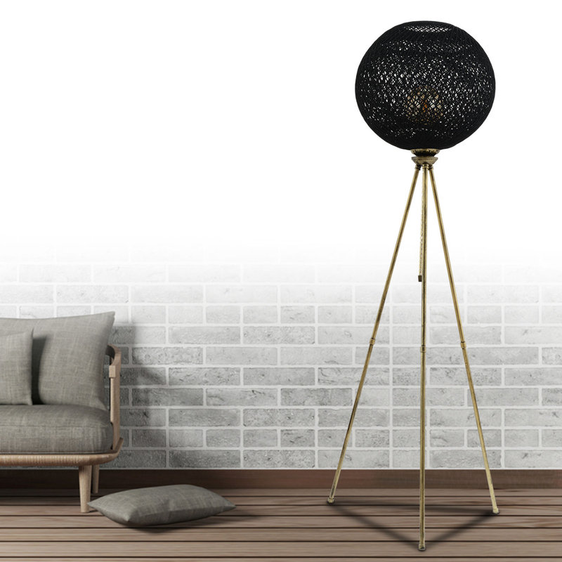 Lampe trépied 54 po Tennyson, Noir, Or