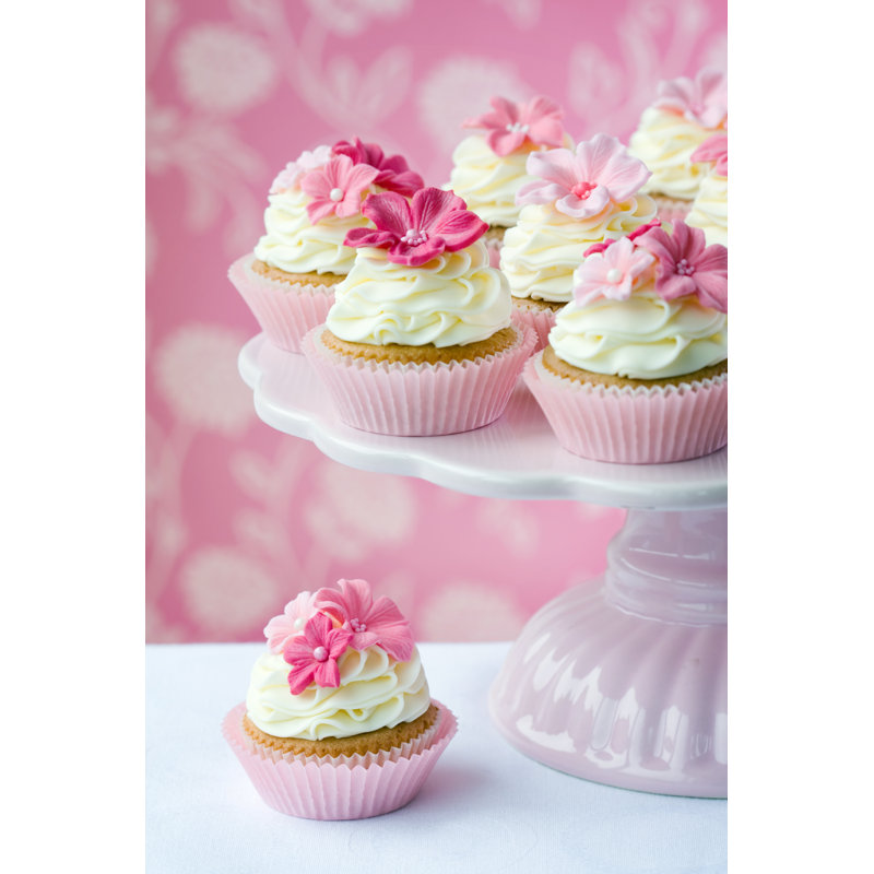 Flowery Cupcakes - Wrapped Canvas Print, 122cm H x 81cm W x 3.8cm D