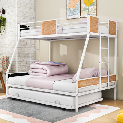 Twin Over Full Metal Bunk Bed With Twin Trundle And Anti-Noise Technology