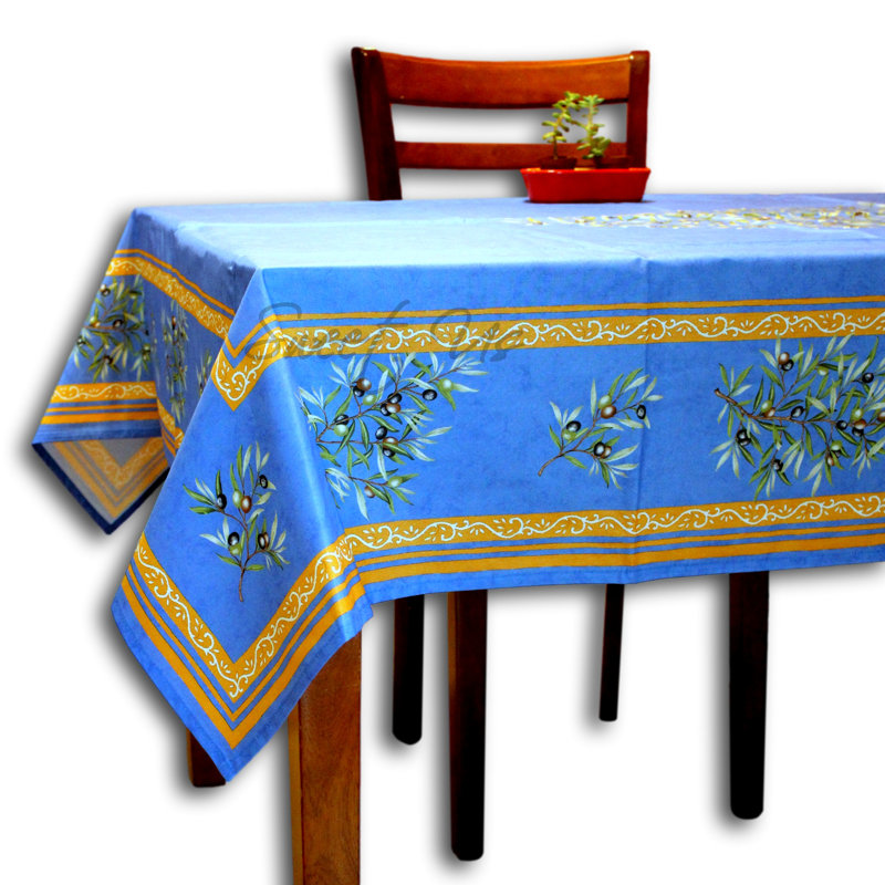 Bonnetsville Floral 100% Cotton Tablecloth, Blue, 1