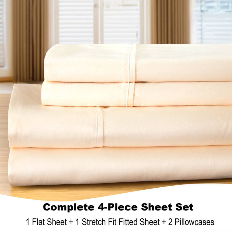 Ivory Full Microfiber Polyester Sheet Set with Pillowcases