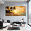 Palmiers, coucher de soleil tropical, plage, palmiers, océan, ciel, ensemble de 3 impressions sur toile-1840801256