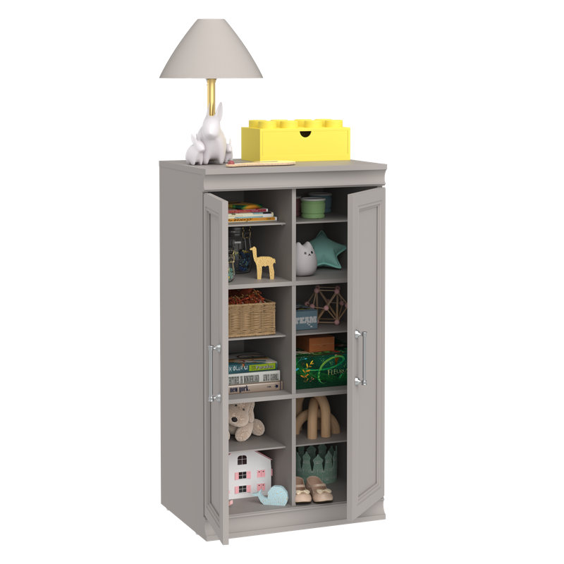 Modular Storage 21.38" W 12 Shelf Cubby Storage with Doors, Gray