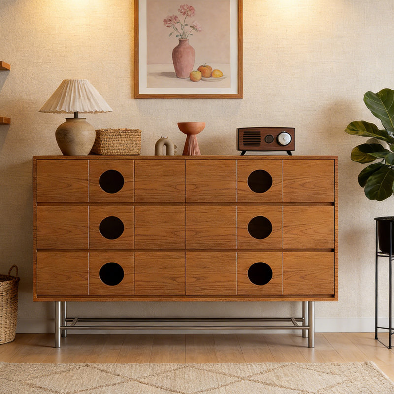 Commode 6 tiroirs exquise au design rétro