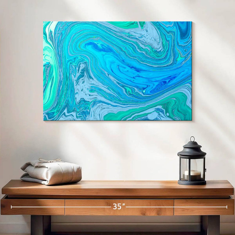 Vagues turquoise abstraites Avery, H 16 po x l 24 po