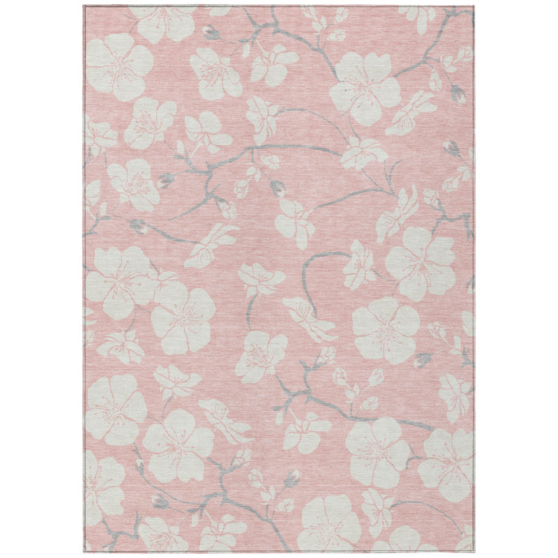 Ensa Pink Washable Indoor-Outdoor Rug - , 5' x 7'6"