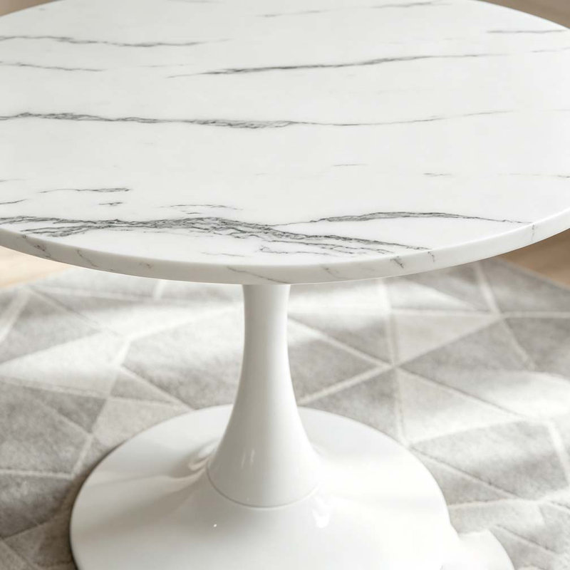 Table de salle à manger moderne, Marbre blanc, 29.1'' H X 23.6'' W X 23.6'' D