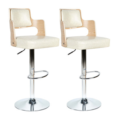 Swivel Bar Stools Set Kitchen Island, Featuring Adjustable Height, Backrest, Footrest And Upholstered Design For Comfortable Sitting