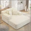Luxueuse chaise longue en velours côtelé moelleux avec 3 coussins, canapé-lit convertible avec poche de rangement, conception sans cadre et mousse à compression pour les petits espaces, salon, appartement, beige-2045143853