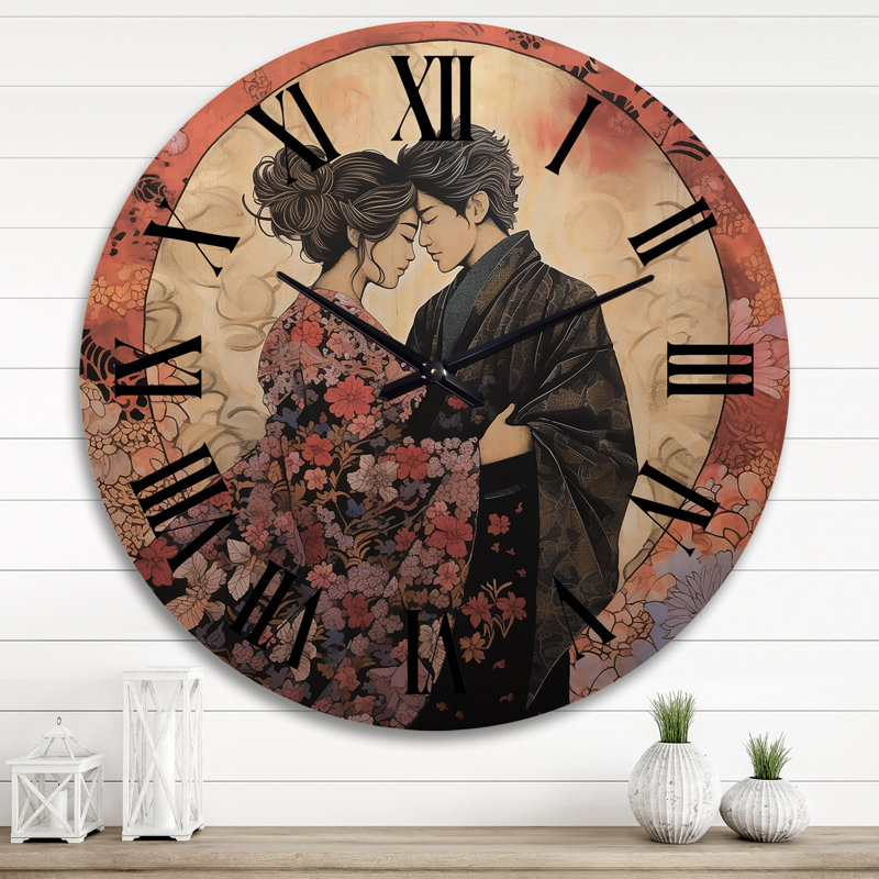 Horloge murale en bois massif Nella, Très grand