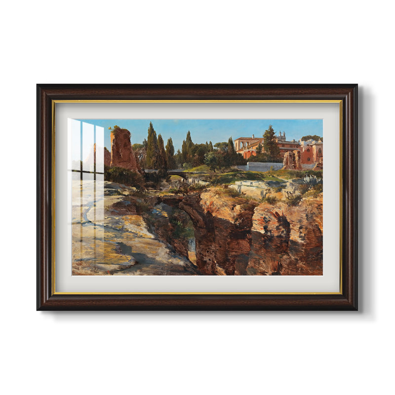Palatin à Rome, vers 1921 - Edward Theodore Compton - Estampe encadrée sur mesure, 16x22 INNER SIZE, Noyer doré