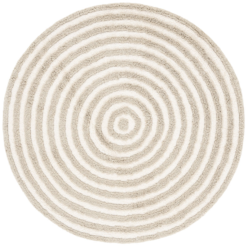 Easy Care 229 Hand Tufted Recycled Cotton Machine Washable Geometric Indoor Use Only Rug, Round 4'