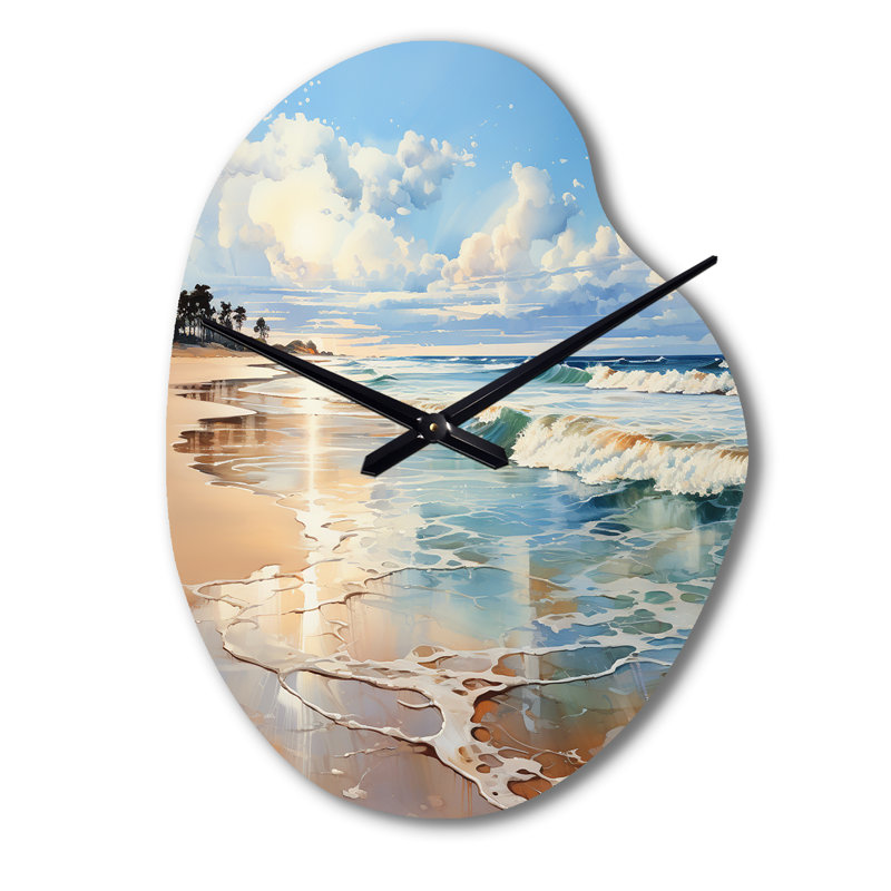 Beach Photo Seaside Reflections V - Horloge murale 3D en forme de poire, Petit