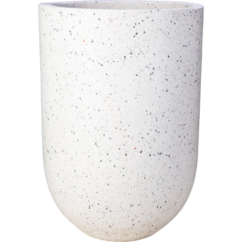 Pot de fleurs léger en forme d'aubergine, 35,5 cm de hauteur - Terrazzo blanc, Light Grey