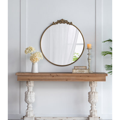 Miroir rond, miroir mural avec cadre en métal pour salle de bain