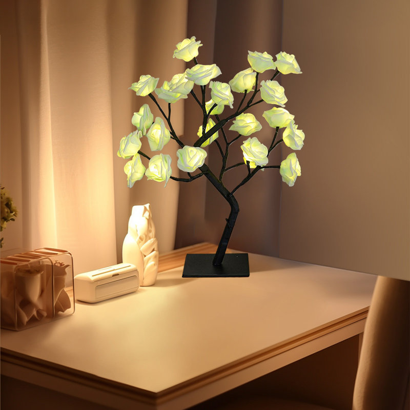  Faux fleurs artificielles pour la décoration de la maison DEL à branches de rose Simulation USB Fleur artificielle veilleuse ami cadeau d'anniversaire