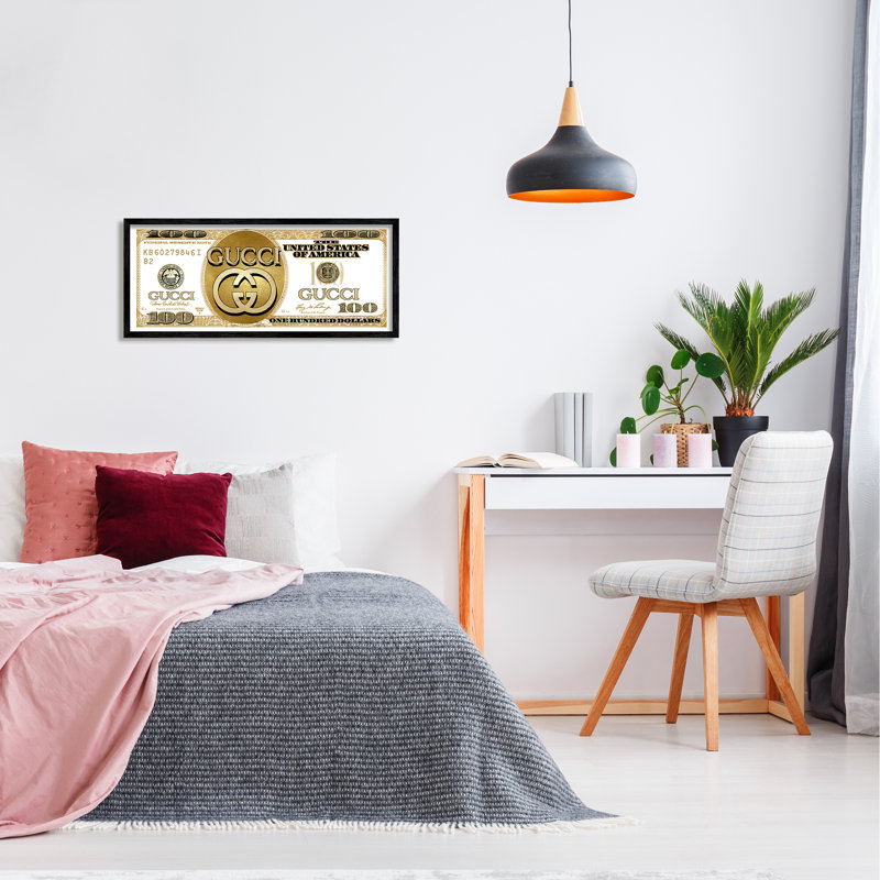 Conception chic et chic d'un dollar américain, L 30 po x H 30 po, Giclée encadrée noir minuit