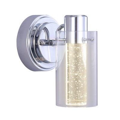 Applique murale intégrée pour salle de bain à DEL Bubble Glass à intensité variable de 12 W à 3 000 W à fixation murale (1 lumière, finition chromée)