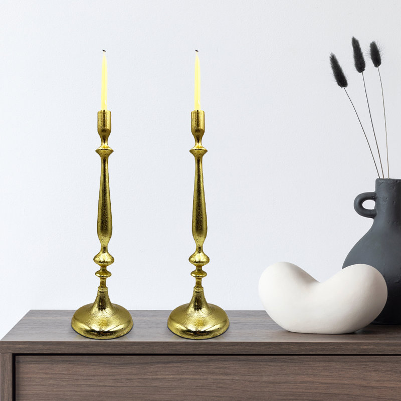 19.5" H Aluminum Taper Candlestick, Gold