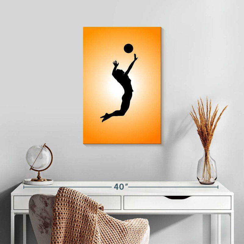 Silhouette de joueur de volleyball Sireci, H 24 po x l 16 po