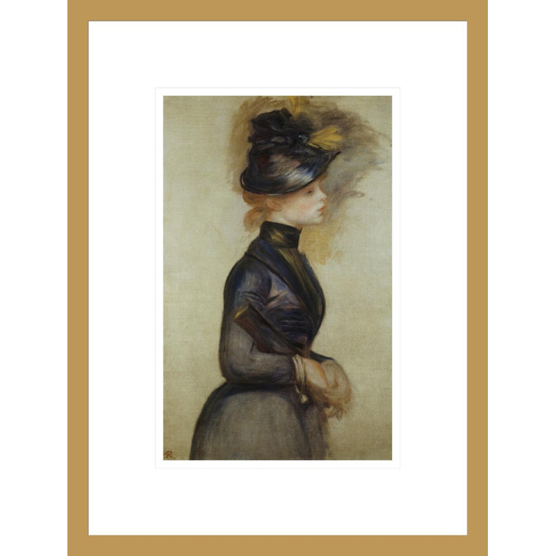 Jeune femme se rendant au conservatoire Pierre-Auguste Renoir, impression giclée encadrée, H 16,75 po x l 12,65 po
