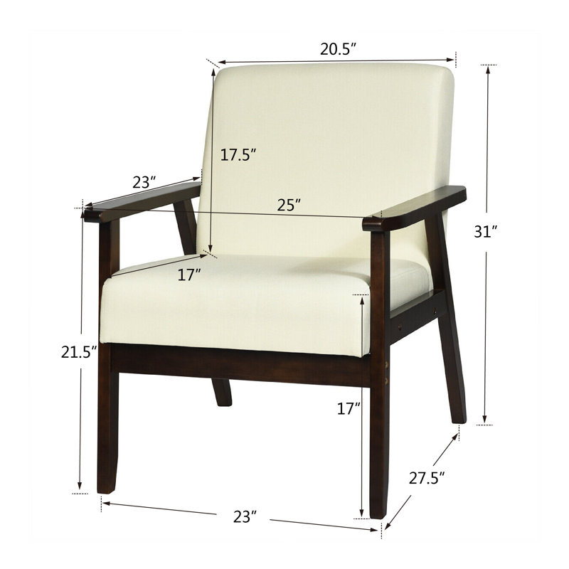 Avanelle Upholstered Armchair, Beige 100% Linen