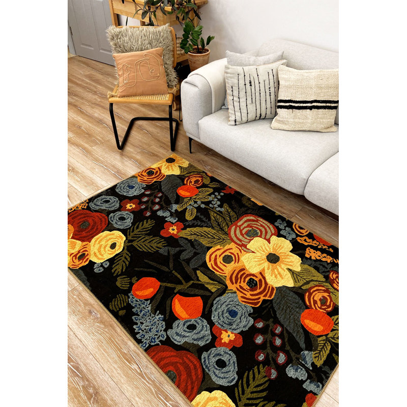 Tapis à motif floral Floret, Rectangle 4 pi 11 po x 9 pi 10 po
