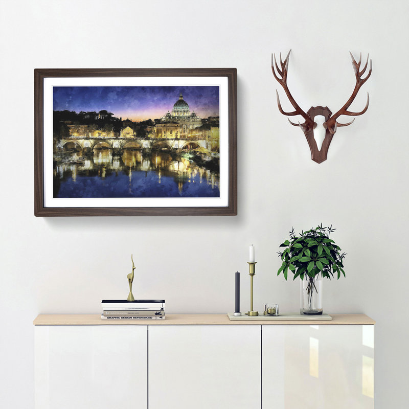 St. Peter's Basilica in Rome Italy - Picture Frame Graphic Art Print, Walnut Framed, 62cm H x 87cm W x 2cm D
