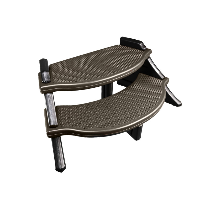 Deep Gray Resin Slip-Resistant Hot Tub Step with Oversized Treads