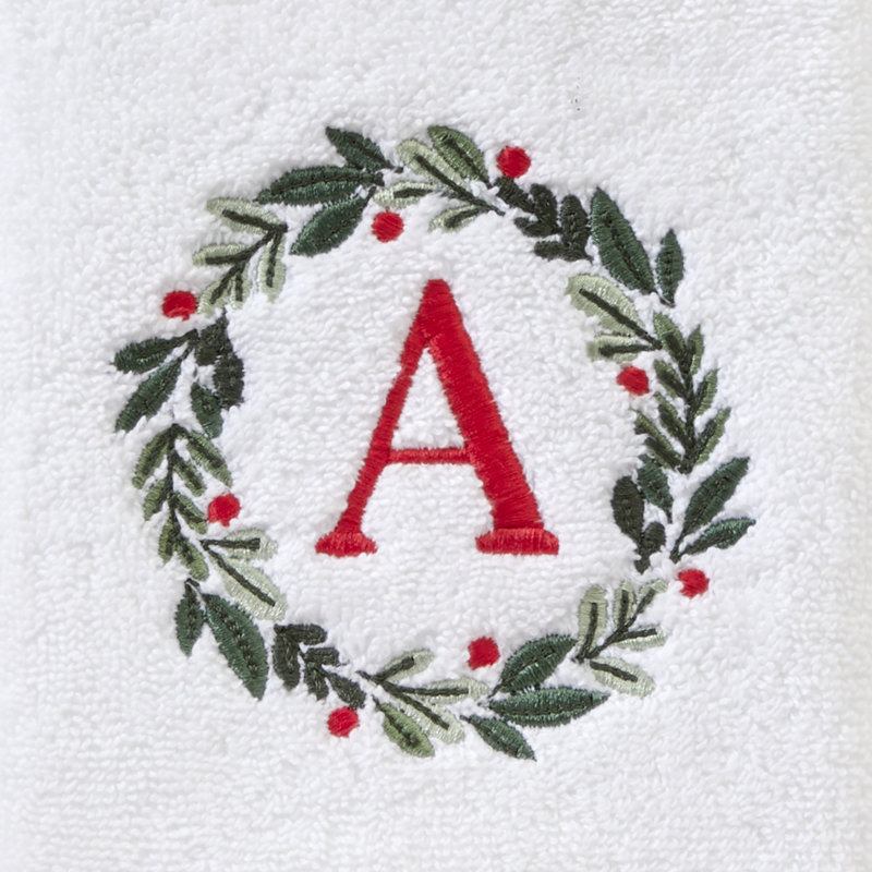 WREATH MONOGRAM A EMB HAND-WHT