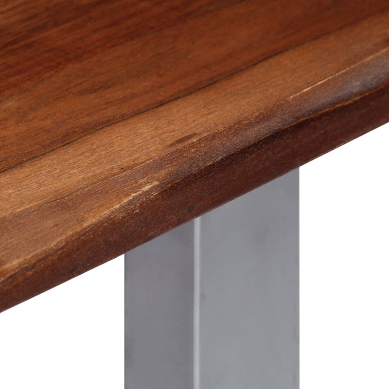 Console Table Entryway Table Side Sofa Table Solid Wood Acacia and Iron, Brown, Silver