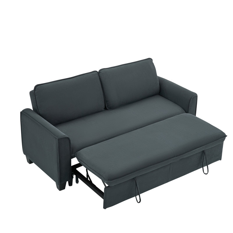 Kothan 78.4 '' Square Arms Sleeper Couch 3 in 1 Convertible Sleeper Sofa Bed with Pull Out Bed, Dark Gray